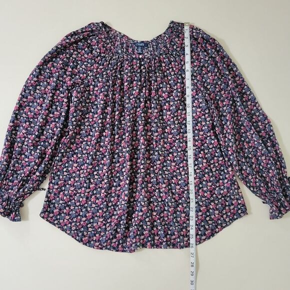 Chaps Boho Floral Print Peasant Top - Picture 7 of 15